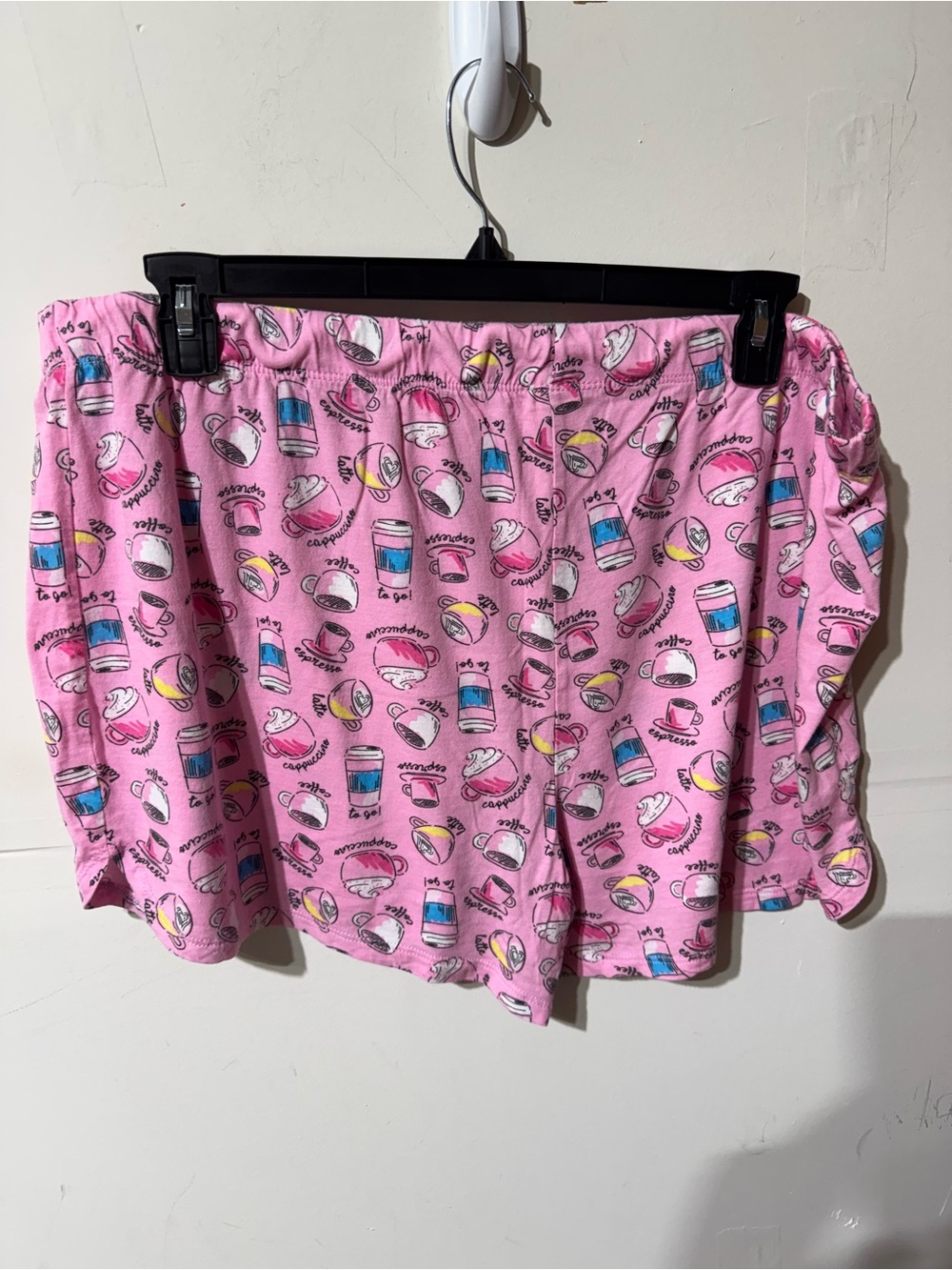 Pink Pajama Shorts with Coffee & Donut Print - Picture 2 of 2